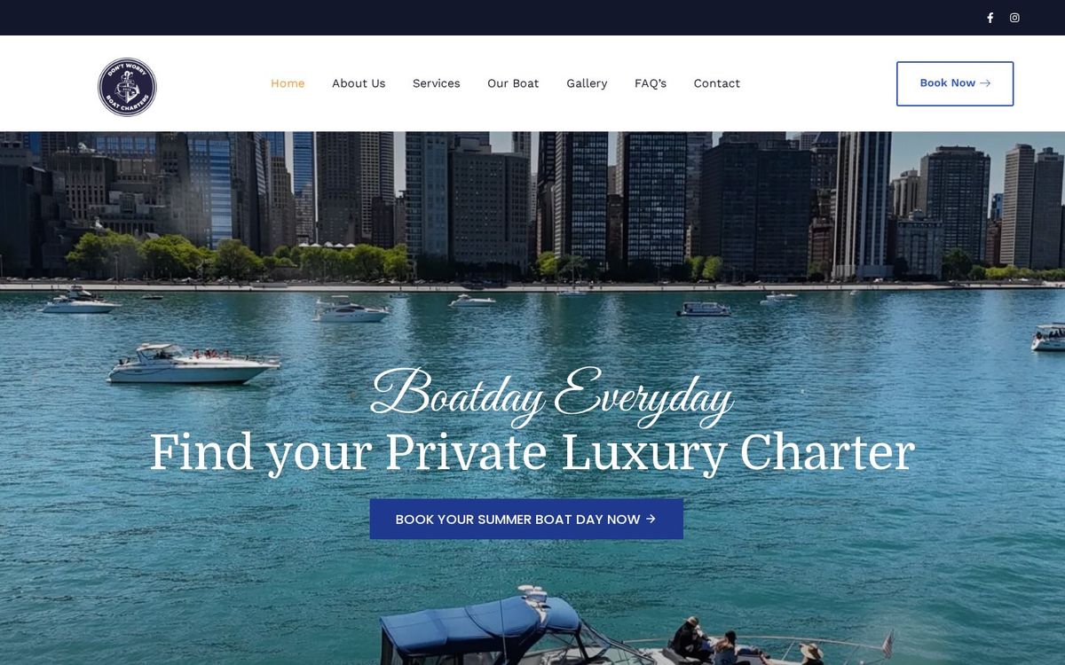 Don't Worry Boat Charters website screenshot