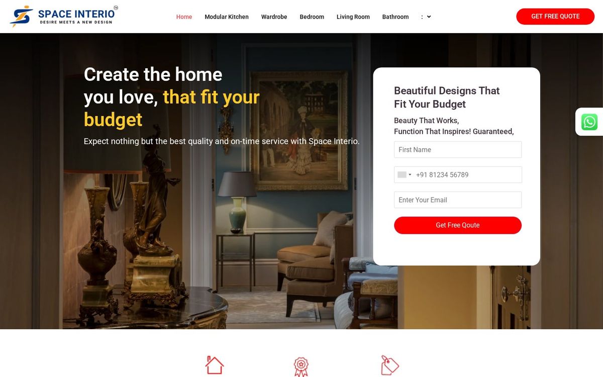 Space Interio website screenshot